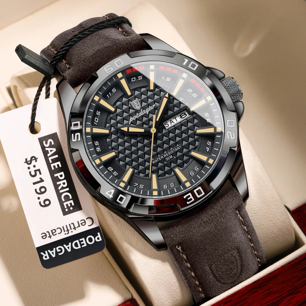 Poedagar Leather Quartz Watch